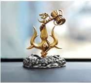 Metallic Gold Shiva Trishul Stand with Damru
