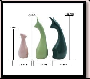 Ceramic Deer Set Of ( Dark Green,Light Green x & Pink ) x